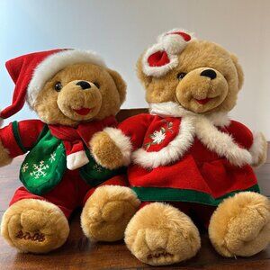 Pair of Dan Dee 2008 Christmas Teddy Bears Set - Holiday Plush Collectibles